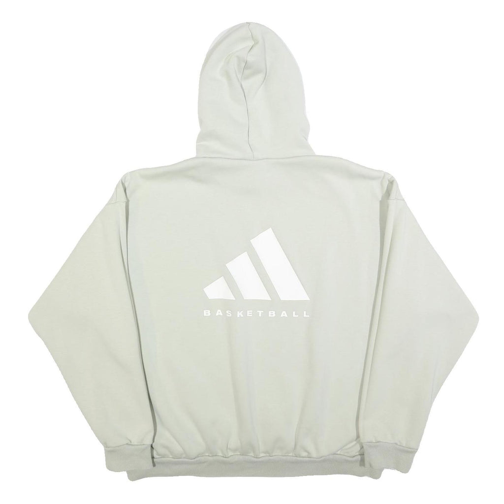 ADIDAS Womens White Pullover Hoodie XL Basketball Logo Sweatshirt
