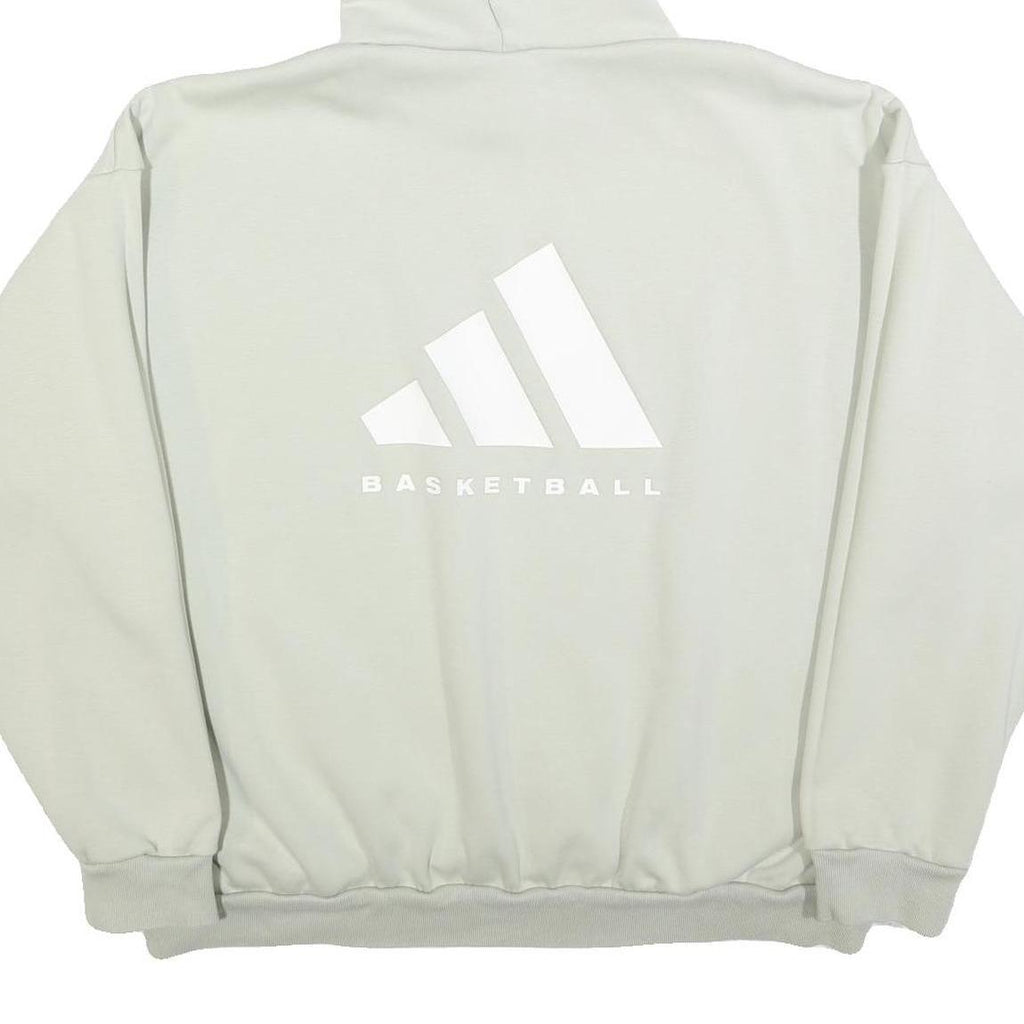 ADIDAS Womens White Pullover Hoodie XL Basketball Logo Sweatshirt
