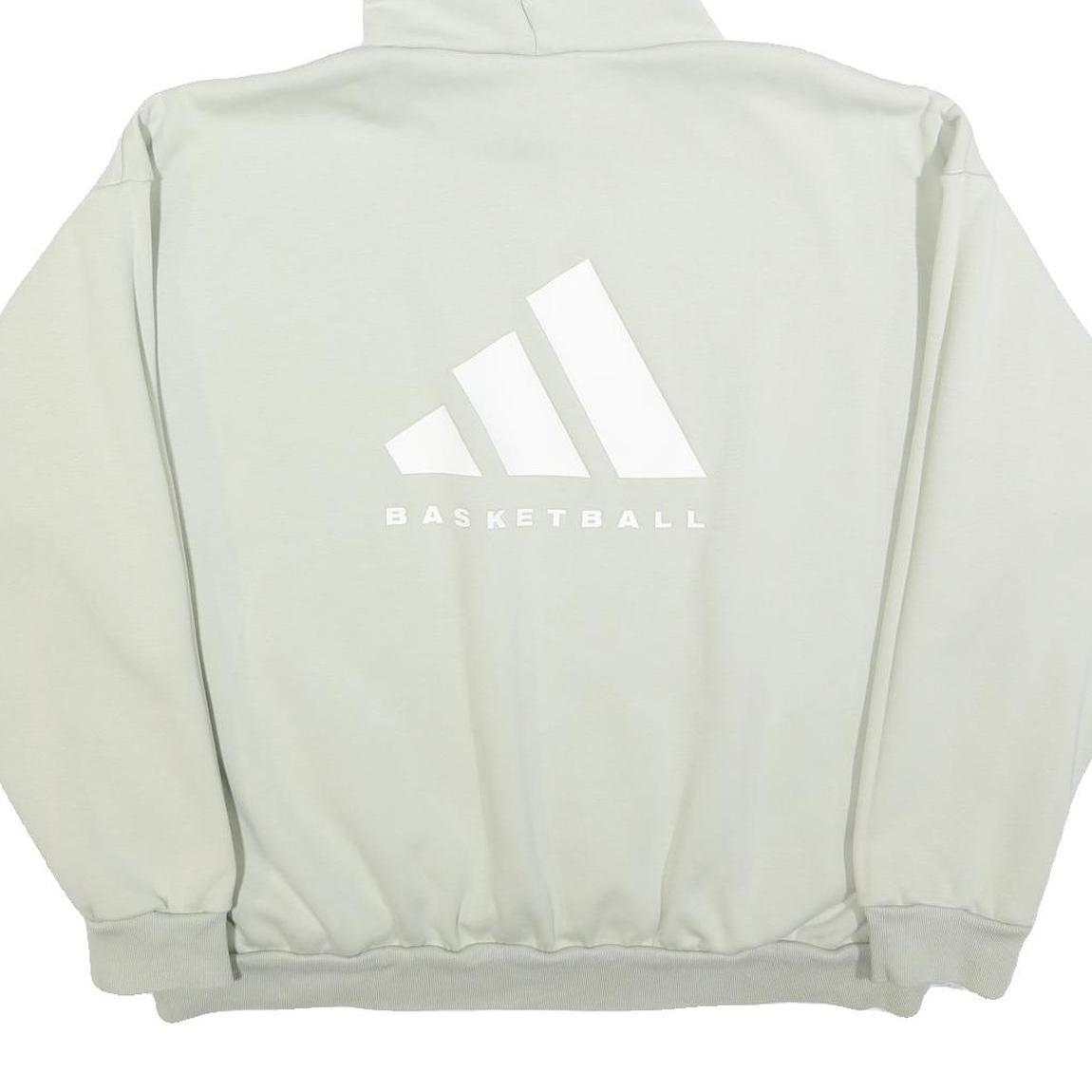 ADIDAS Womens White Pullover Hoodie XL Basketball Logo Sweatshirt