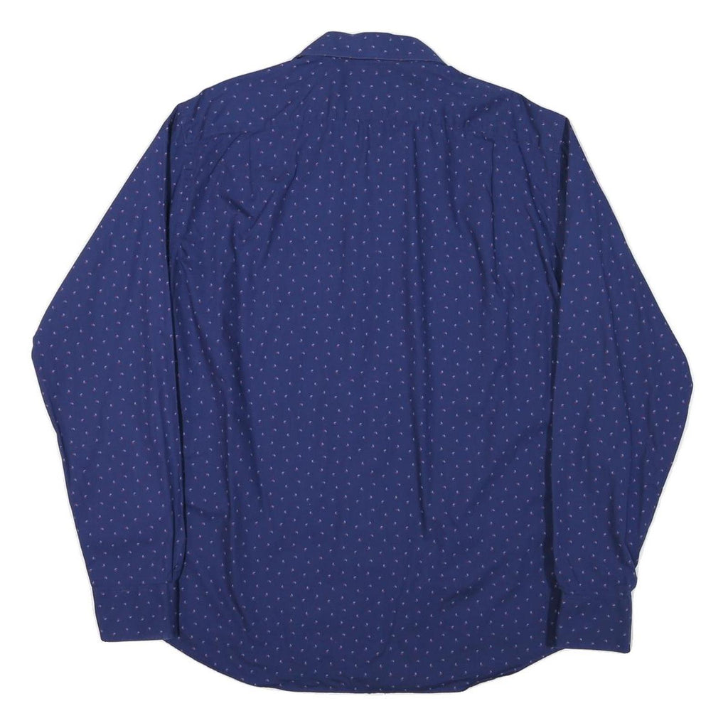 TOMMY HILFIGER Mens Blue & Pink Cotton Blend Shirt L Long Sleeve Button Casual
