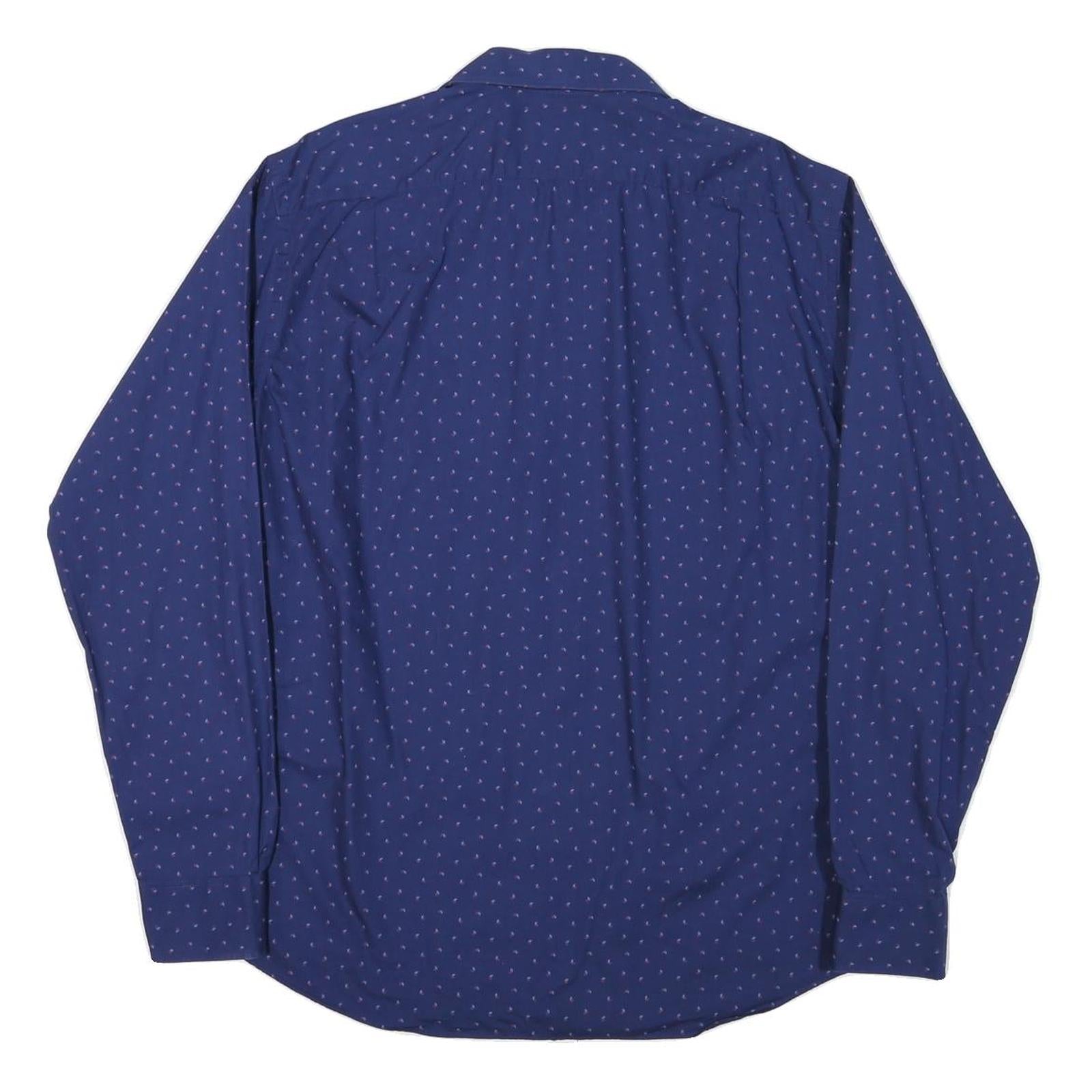 TOMMY HILFIGER Mens Blue & Pink Cotton Blend Shirt L Long Sleeve Button Casual
