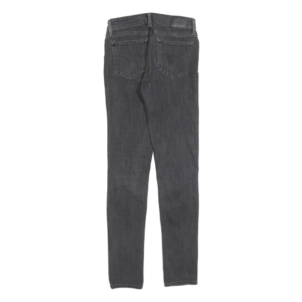 LEVI'S 711 Womens Jeans Black Slim Skinny Denim Medium W26 L32 Classic Fit Zip