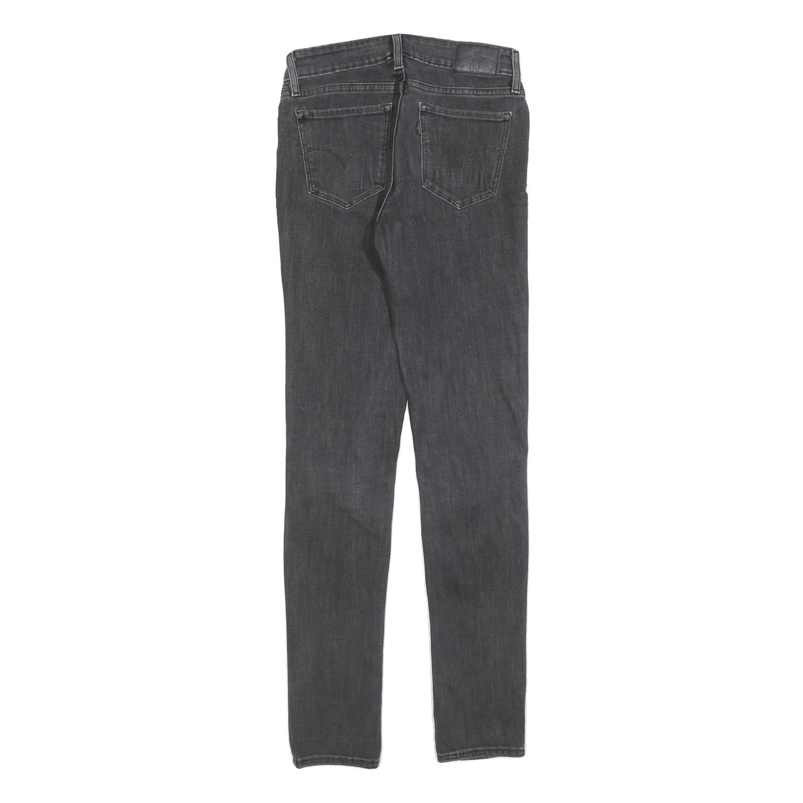 LEVI'S 711 Womens Jeans Black Slim Skinny Denim Medium W26 L32 Classic Fit Zip