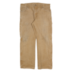 DICKIES Mens Jeans Beige Regular Straight Denim W34 L30 Workwear Zip Closure