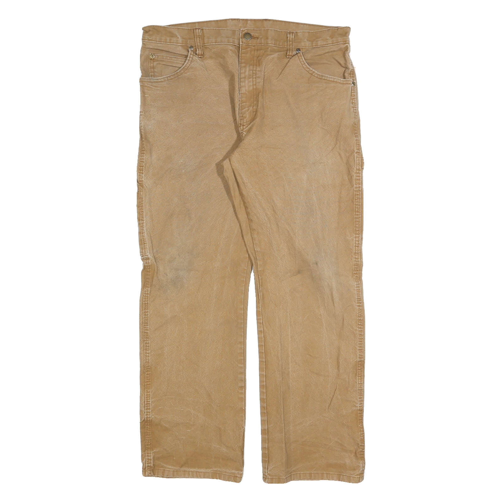 DICKIES Mens Jeans Beige Regular Straight Denim W34 L30 Workwear Zip Closure