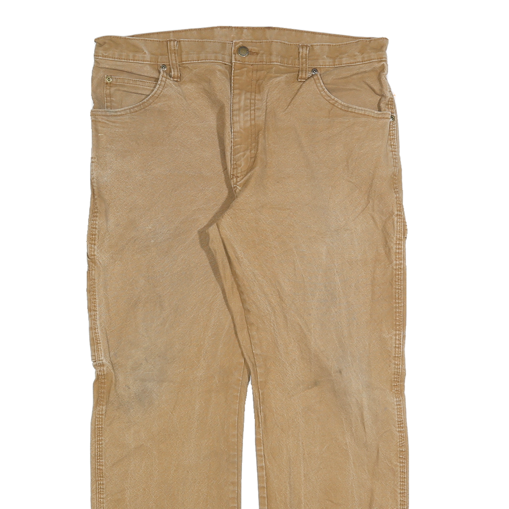 DICKIES Mens Jeans Beige Regular Straight Denim W34 L30 Workwear Zip Closure