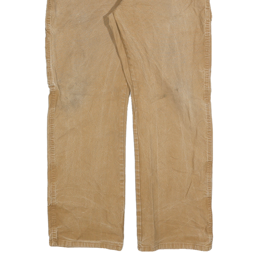 DICKIES Mens Jeans Beige Regular Straight Denim W34 L30 Workwear Zip Closure