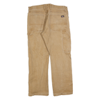 DICKIES Mens Jeans Beige Regular Straight Denim W34 L30 Workwear Zip Closure