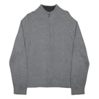 TOMMY HILFIGER Mens Grey Cotton Blend Zip Jacket M Plain Knit