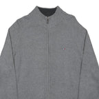 TOMMY HILFIGER Mens Grey Cotton Blend Zip Jacket M Plain Knit
