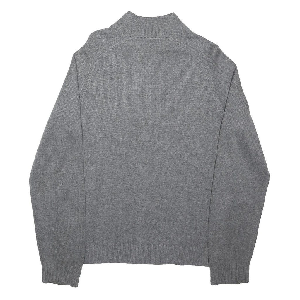 TOMMY HILFIGER Mens Grey Cotton Blend Zip Jacket M Plain Knit