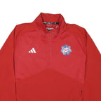 ADIDAS Mens Red Polyester Blend Track Jacket L Zip Plain Lightweight Sportswear