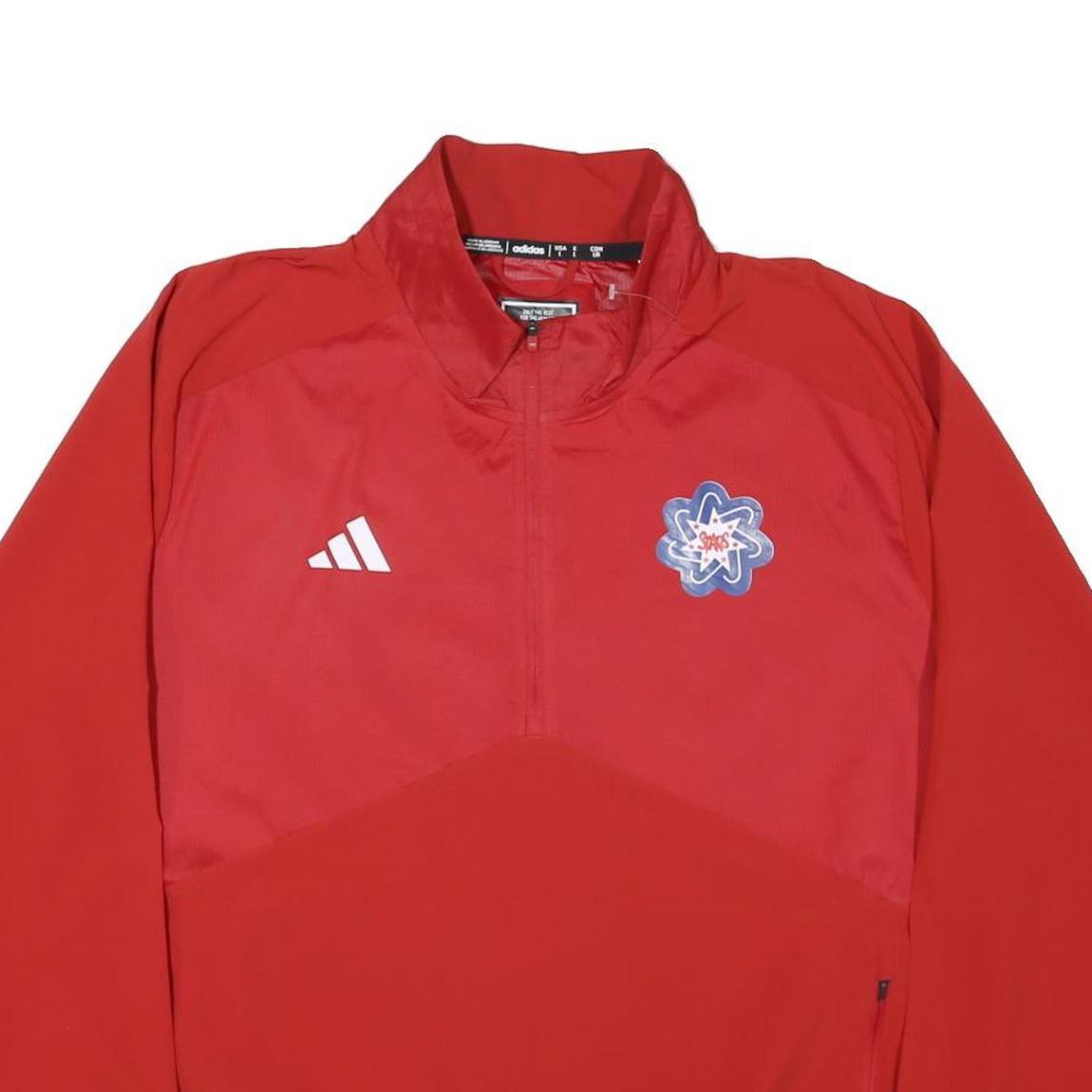 ADIDAS Mens Red Polyester Blend Track Jacket L Zip Plain Lightweight Sportswear