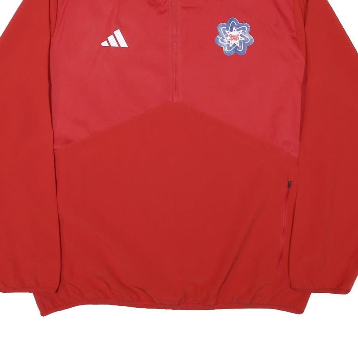 ADIDAS Mens Red Polyester Blend Track Jacket L Zip Plain Lightweight Sportswear