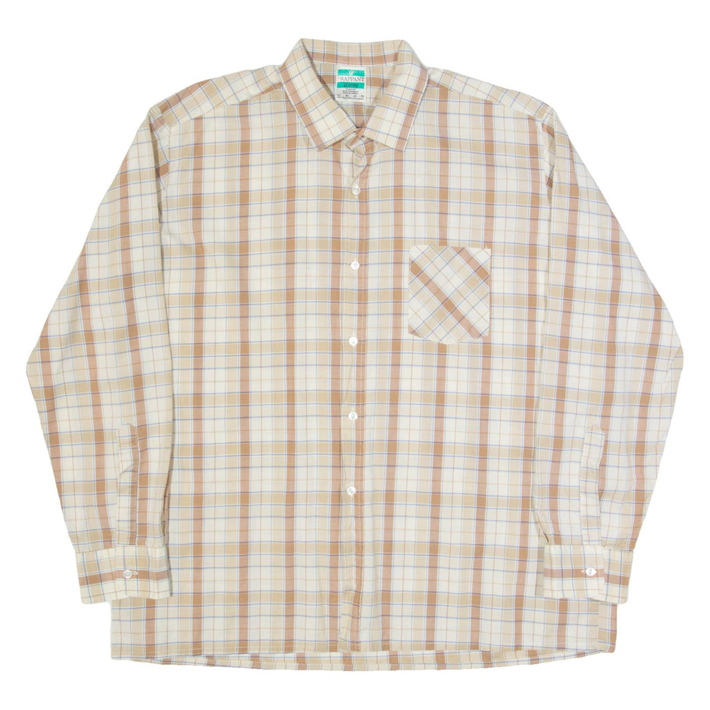 FRAPPANT Mens Shirt Brown 90s Check Long Sleeve XL