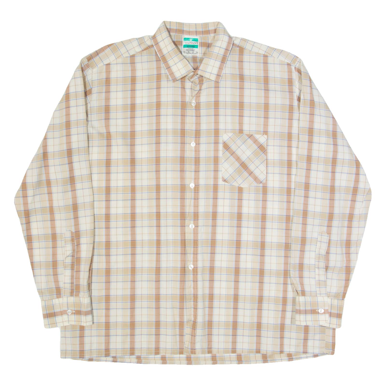 FRAPPANT Mens Shirt Brown 90s Check Long Sleeve XL