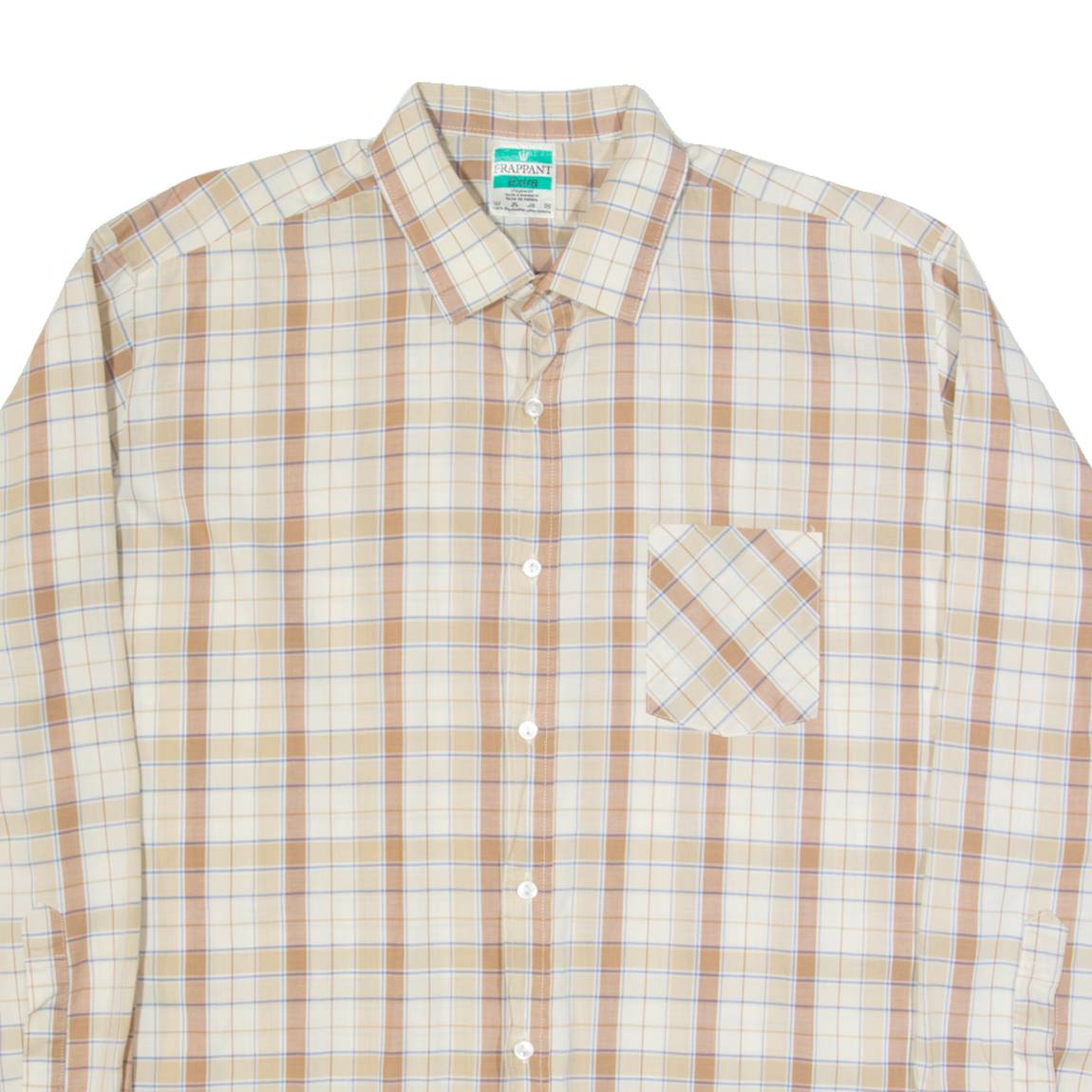 FRAPPANT Mens Shirt Brown 90s Check Long Sleeve XL
