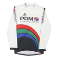Mens White & Black PDM Chrome Tapes Graphic Long Sleeve 1/4 Zip Jersey S
