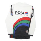 Mens White & Black PDM Chrome Tapes Graphic Long Sleeve 1/4 Zip Jersey S