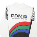 Mens White & Black PDM Chrome Tapes Graphic Long Sleeve 1/4 Zip Jersey S