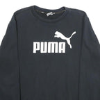 PUMA Mens Black Cotton Blend Crew Neck M Logo Sweatshirt Pullover Casual