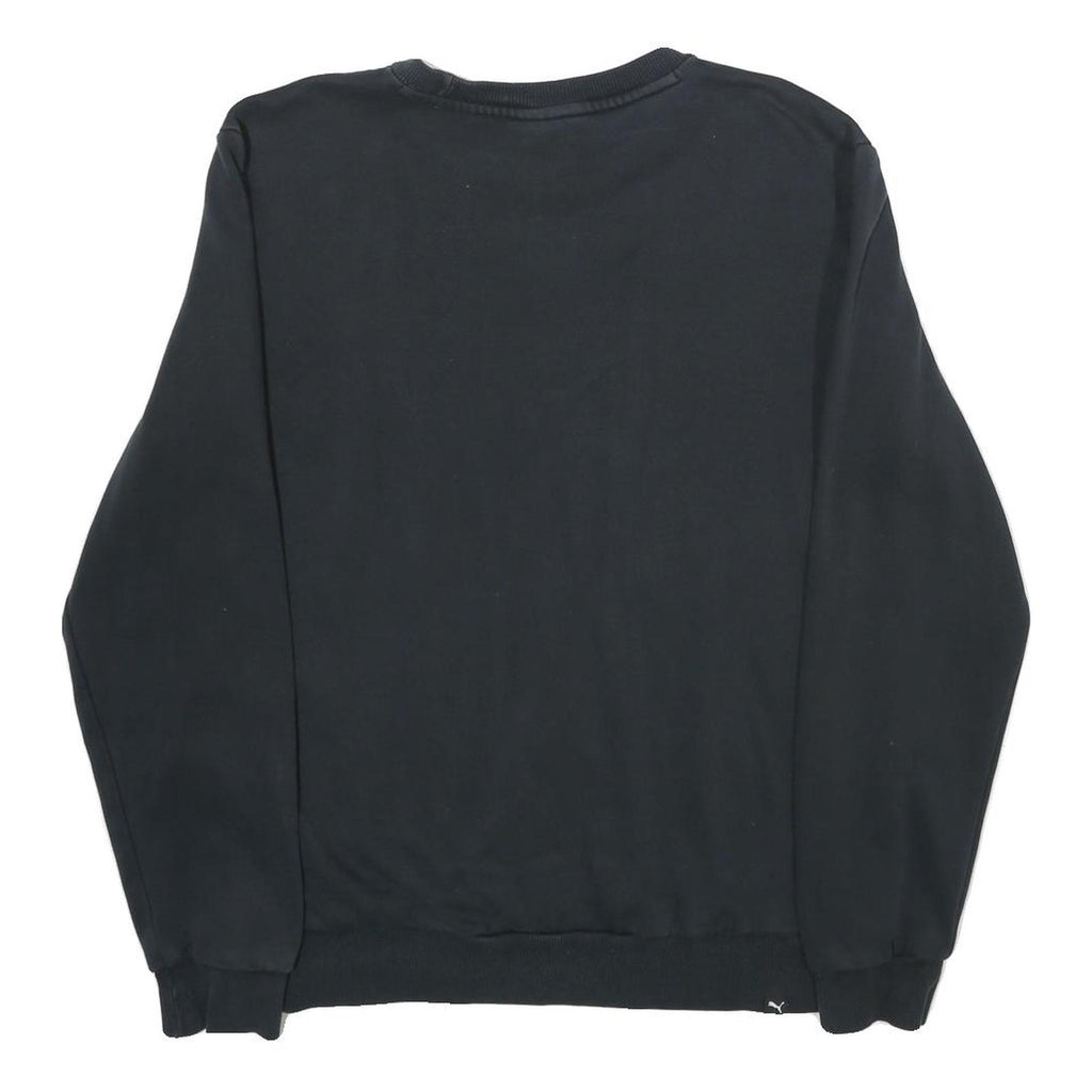 PUMA Mens Black Cotton Blend Crew Neck M Logo Sweatshirt Pullover Casual