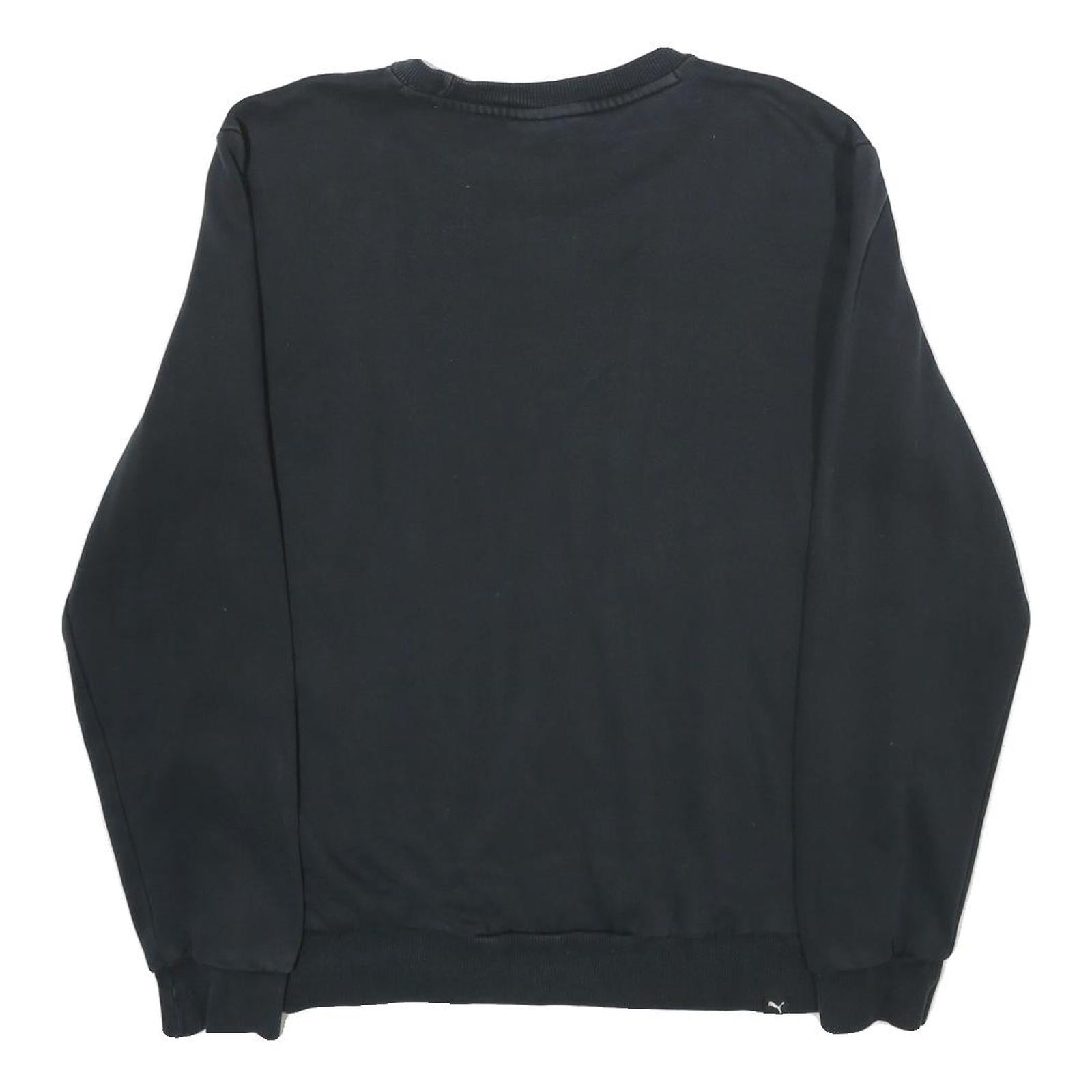 PUMA Mens Black Cotton Blend Crew Neck M Logo Sweatshirt Pullover Casual