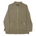 ZARA BASIC Womens Green Cotton Blend Jacket M Plain Zip Casual Lightweight
