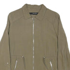 ZARA BASIC Womens Green Cotton Blend Jacket M Plain Zip Casual Lightweight