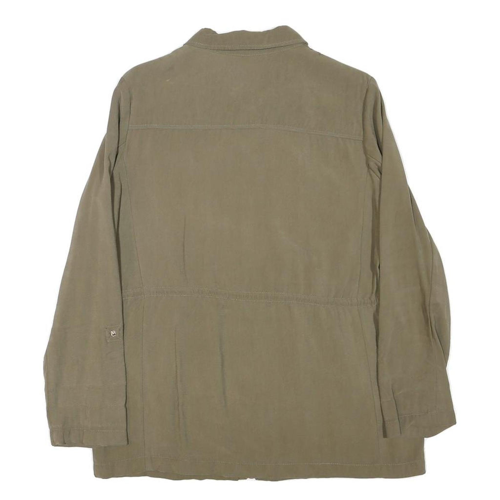ZARA BASIC Womens Green Cotton Blend Jacket M Plain Zip Casual Lightweight