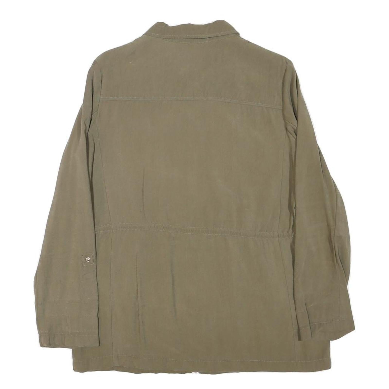 ZARA BASIC Womens Green Cotton Blend Jacket M Plain Zip Casual Lightweight