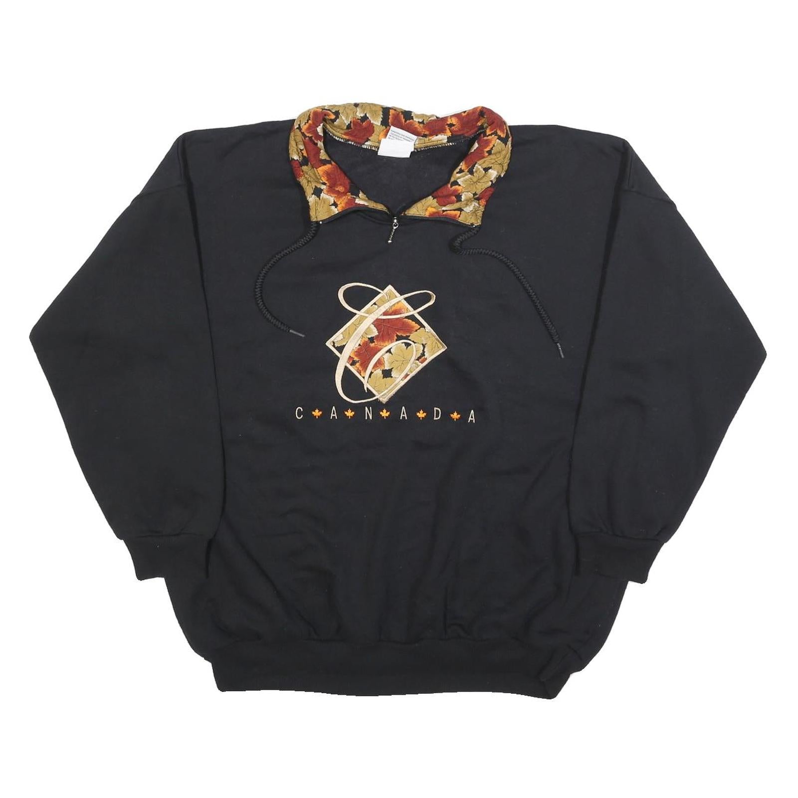 CITY SCAPE Womens Black Cotton Blend Pullover Sweatshirt XL Floral Collar Canada