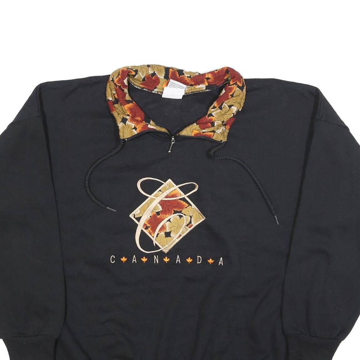 CITY SCAPE Womens Black Cotton Blend Pullover Sweatshirt XL Floral Collar Canada