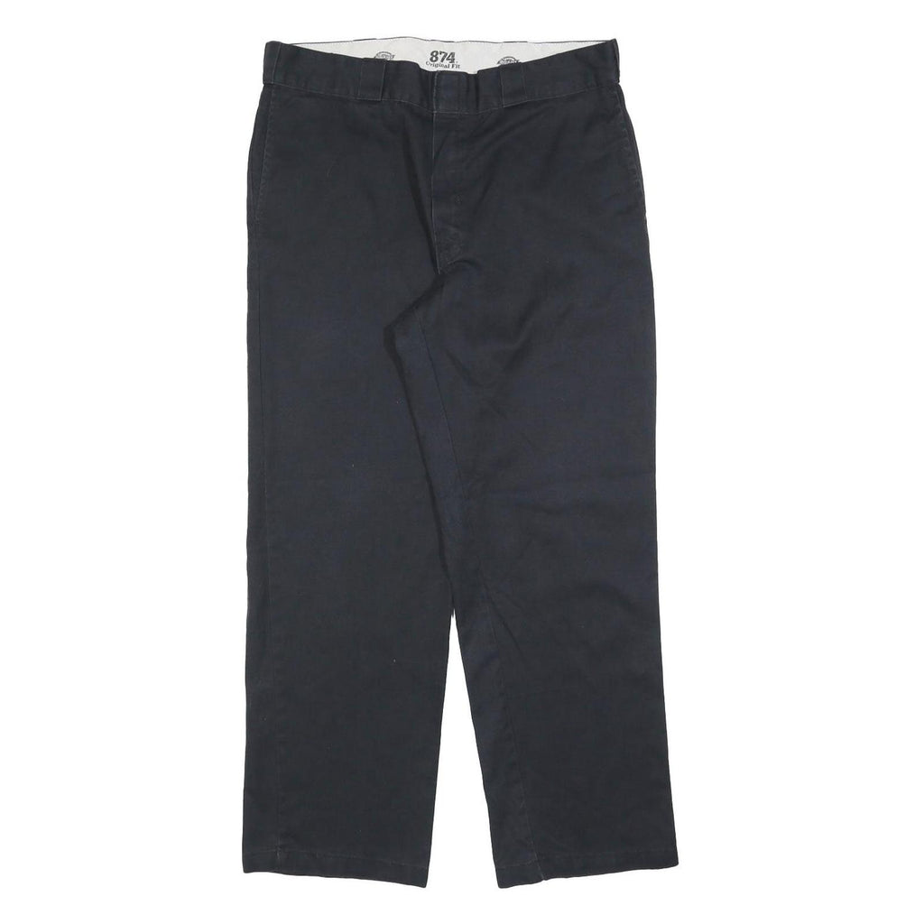 DICKIES Mens Relaxed Black Cotton Blend Trousers W36 L30 Workwear Zip Closure