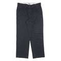 DICKIES Mens Relaxed Black Cotton Blend Trousers W36 L30 Workwear Zip Closure