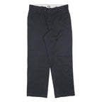 DICKIES Mens Relaxed Black Cotton Blend Trousers W36 L30 Workwear Zip Closure