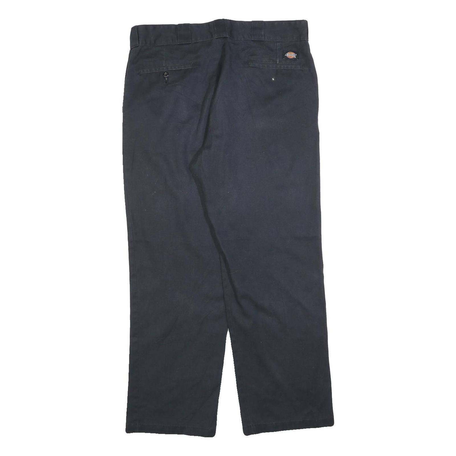 DICKIES Mens Relaxed Black Cotton Blend Trousers W36 L30 Workwear Zip Closure