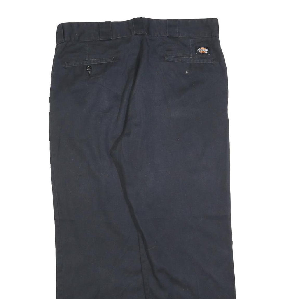 DICKIES Mens Relaxed Black Cotton Blend Trousers W36 L30 Workwear Zip Closure