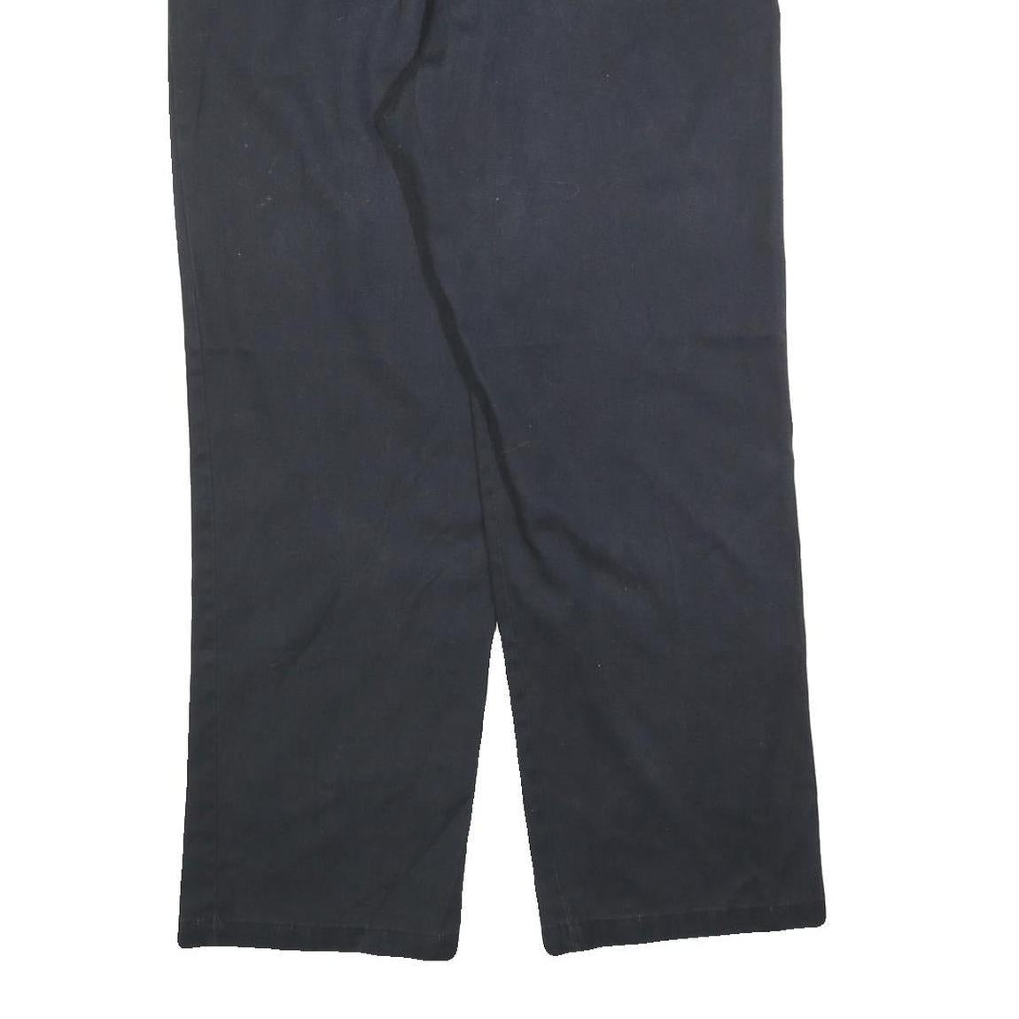 DICKIES Mens Relaxed Black Cotton Blend Trousers W36 L30 Workwear Zip Closure