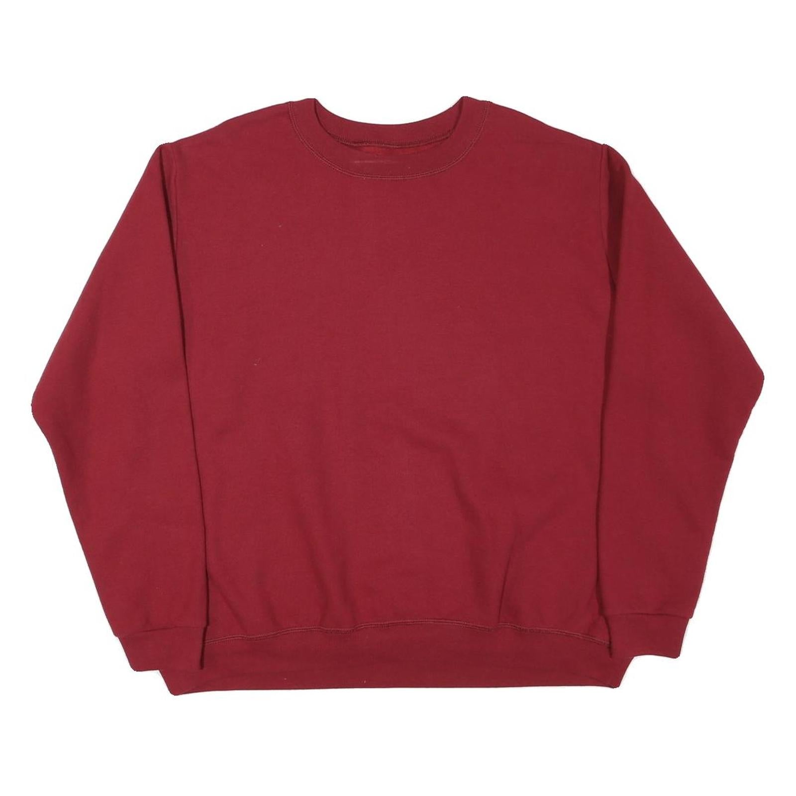 GILDAN Mens Maroon Sweatshirt Crew Neck XL Plain Cotton Blend Pullover
