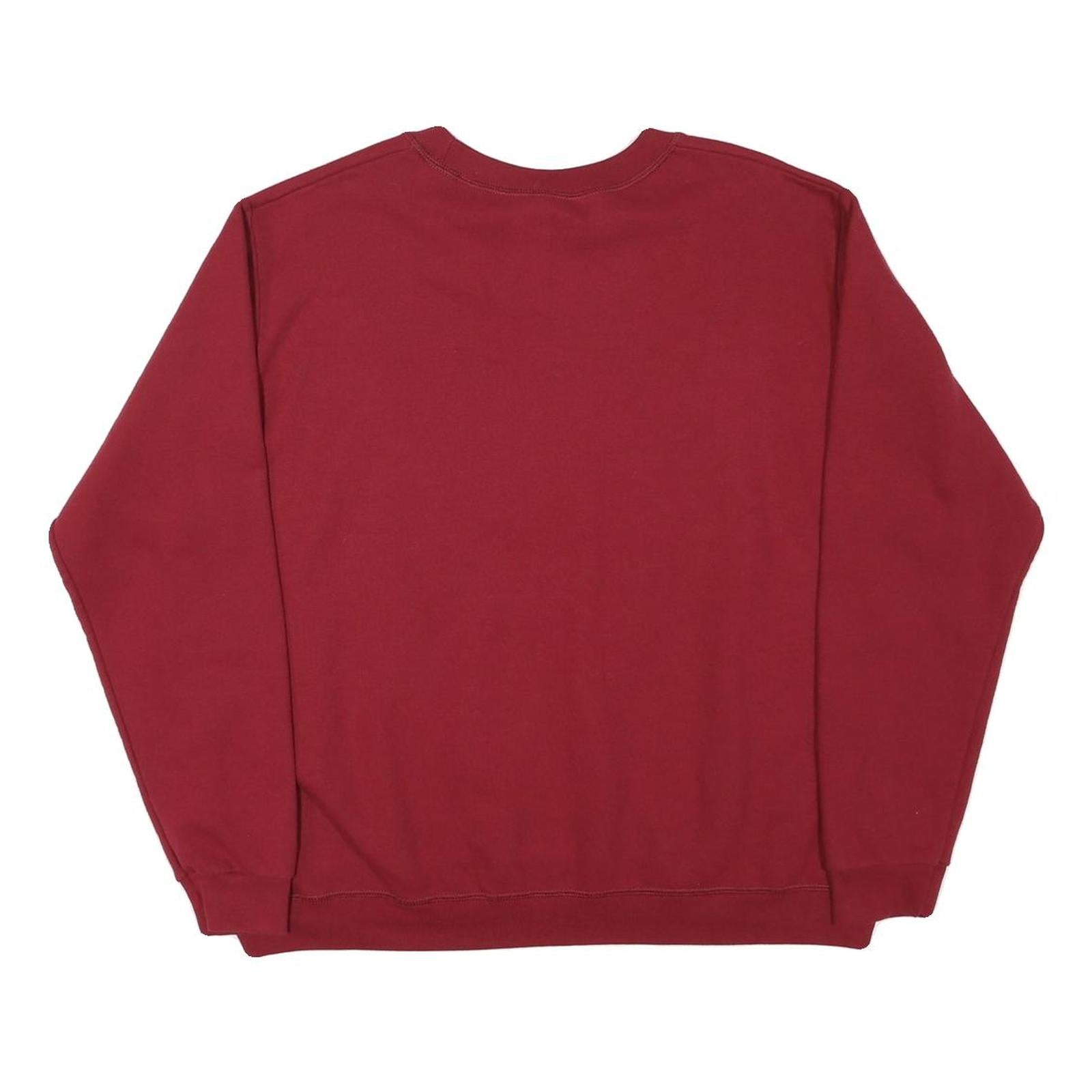 GILDAN Mens Maroon Sweatshirt Crew Neck XL Plain Cotton Blend Pullover