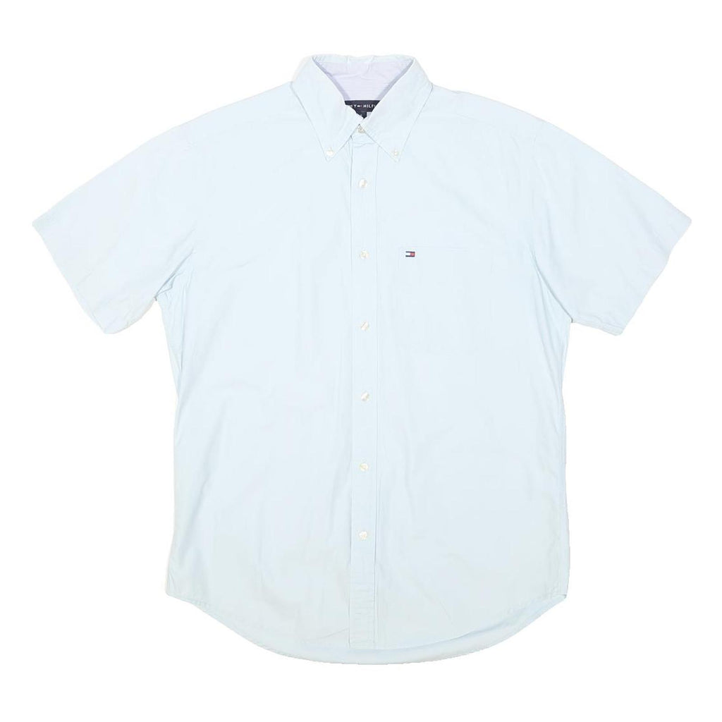 TOMMY HILFIGER Mens White S Short Sleeve Cotton Shirt Button Down Pocket