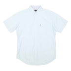 TOMMY HILFIGER Mens White S Short Sleeve Cotton Shirt Button Down Pocket
