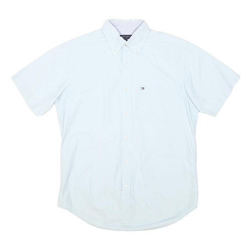 TOMMY HILFIGER Mens White S Short Sleeve Cotton Shirt Button Down Pocket
