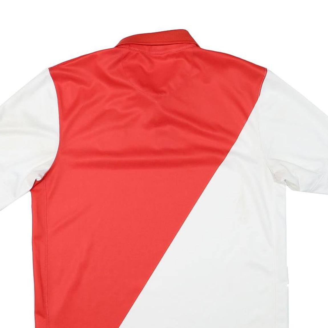 NIKE AS Monaco 2014-15 Home Mens Red & White Football Shirt S Short Sleeve