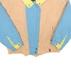 EUROSKI Womens Beige & Blue Yellow Collar Zip Jacket M Plain Retro Skiwear
