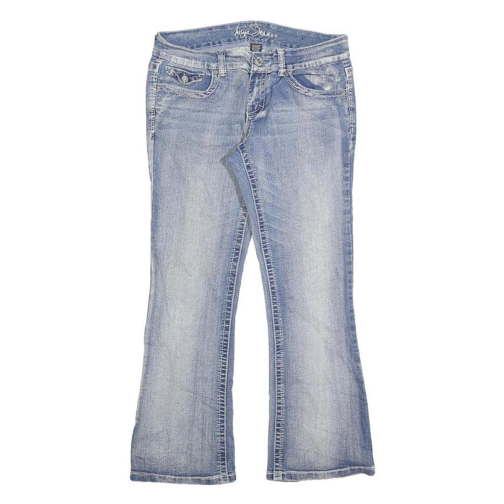 ARYIA Womens Jeans Blue Regular Flair Denim Light W32 L28 Stylish Casual Wear