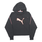 PUMA Womens Black & Pink Hoodie XS Polyester Blend Lightweight Pullover Logo