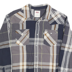 LEVI'S Mens Blue & Brown Check Shirt M Casual Cotton Blend Long Sleeve
