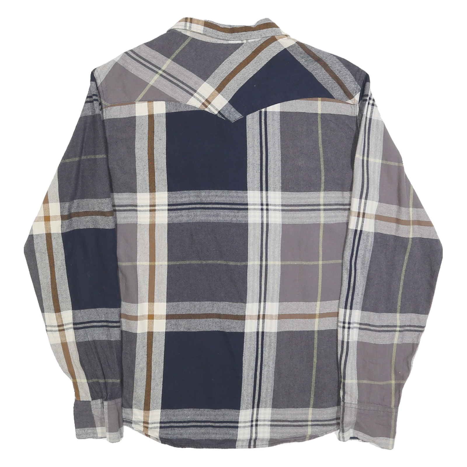 LEVI'S Mens Blue & Brown Check Shirt M Casual Cotton Blend Long Sleeve